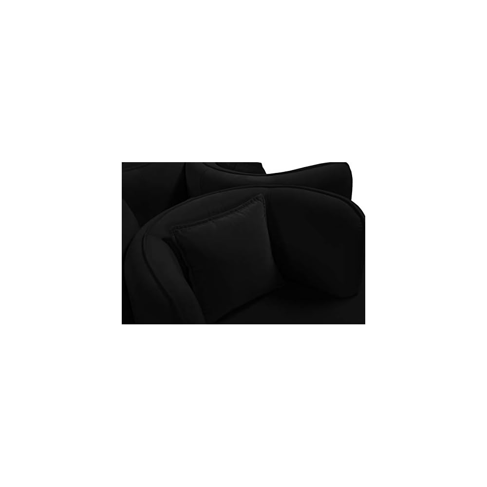 Meridian Furniture 627Black Circlet Collection Modern | Contemporary Velvet Upholstered Roundabout Sofa with Sturdy Gold Iron Legs, Black, 72" W x 72" D x 29" H