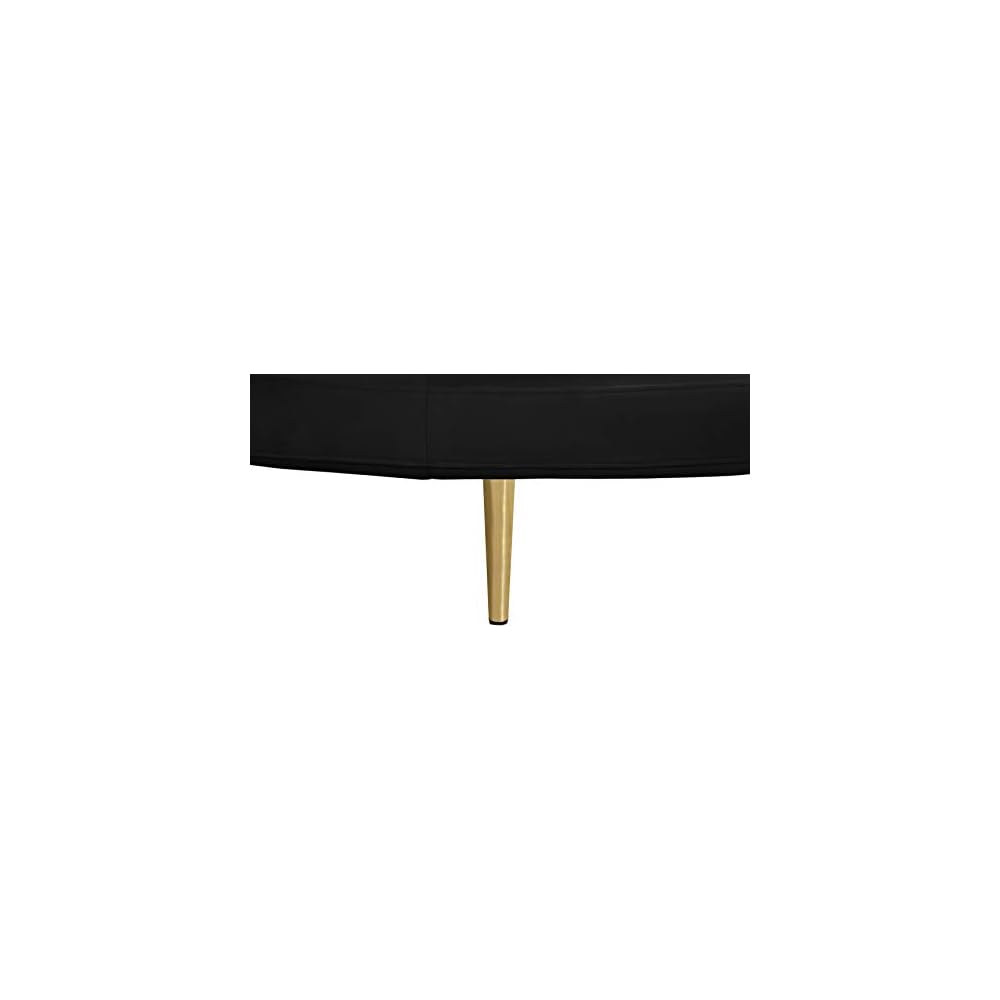 Meridian Furniture 627Black Circlet Collection Modern | Contemporary Velvet Upholstered Roundabout Sofa with Sturdy Gold Iron Legs, Black, 72" W x 72" D x 29" H