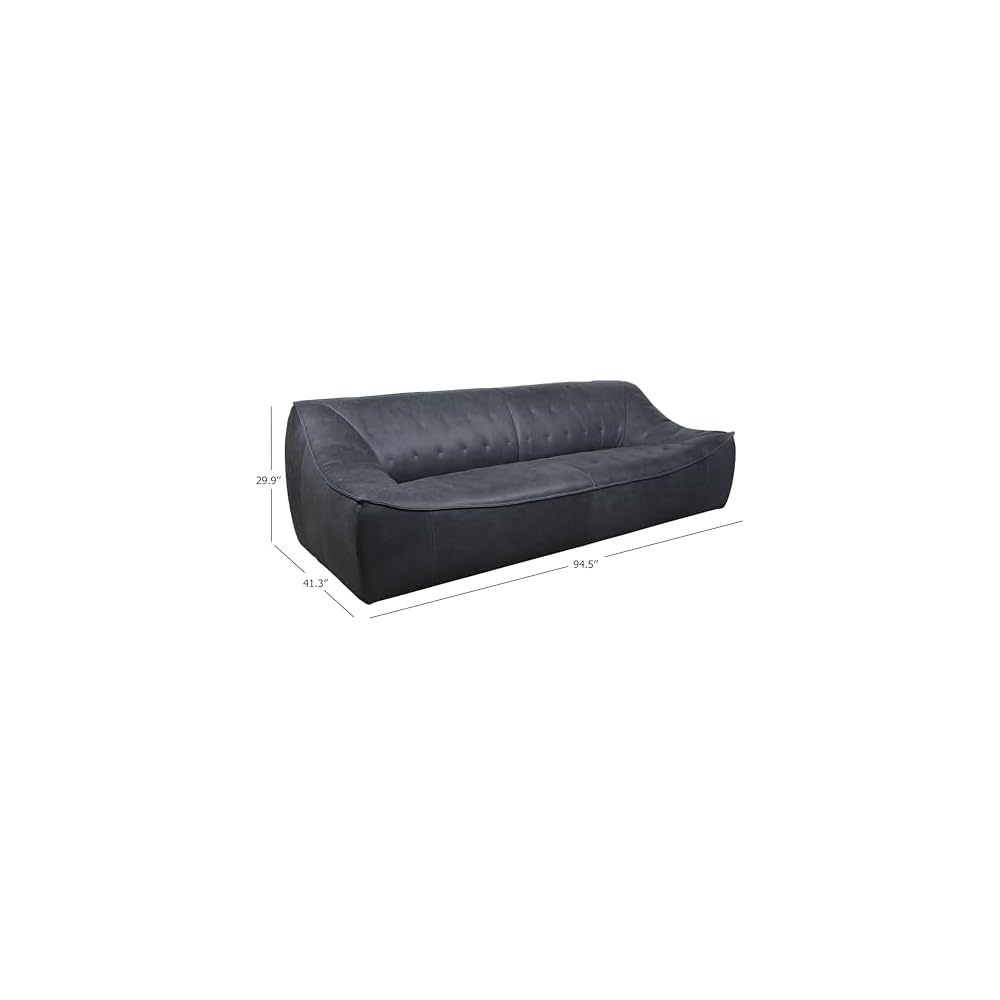 SAFAVIEH Couture Collection Agitha Modern Dark Grey Italian Leather Tufted Sofa Couch (Fully Assembled)