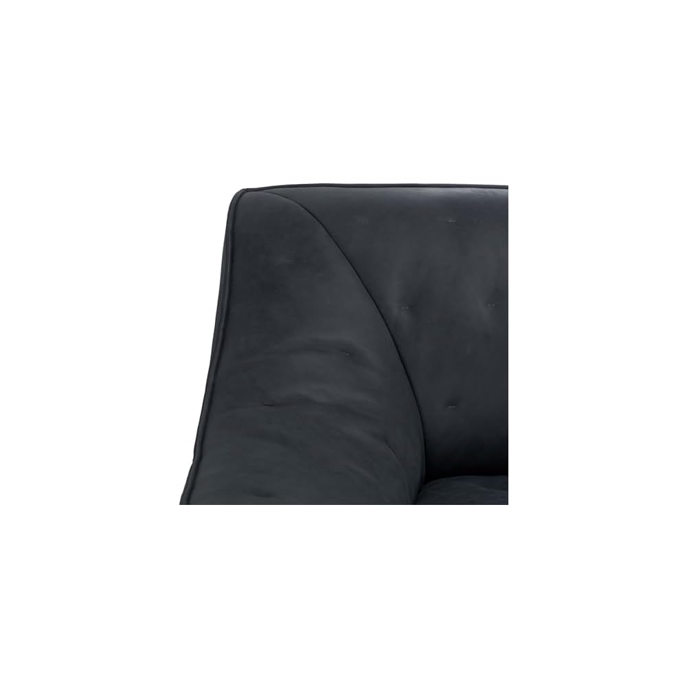 SAFAVIEH Couture Collection Agitha Modern Dark Grey Italian Leather Tufted Sofa Couch (Fully Assembled)