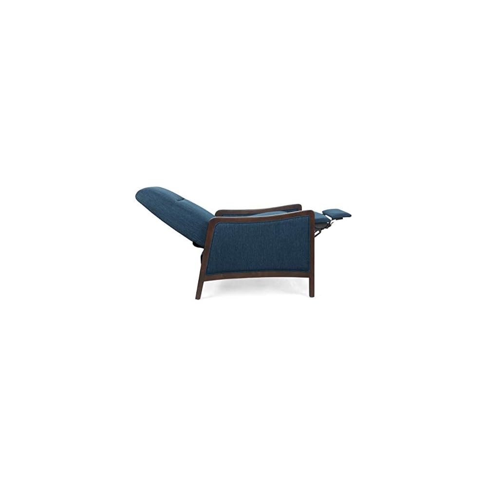 Veatch Pushback Recliner - Navy Blue/Dark Walnut