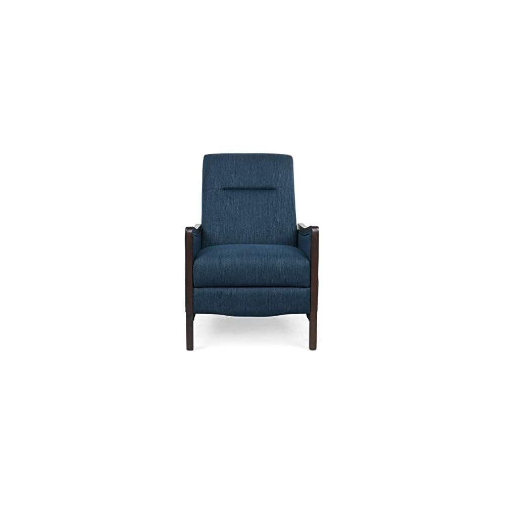 Veatch Pushback Recliner - Navy Blue/Dark Walnut
