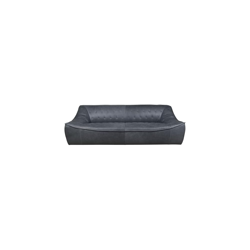 SAFAVIEH Couture Collection Agitha Modern Dark Grey Italian Leather Tufted Sofa Couch (Fully Assembled)