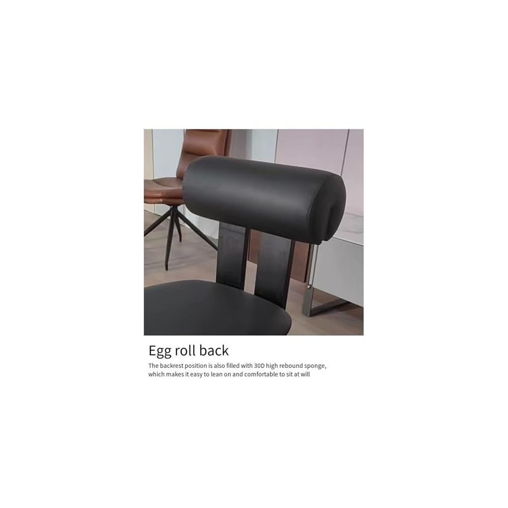 Solid Wood Stool Set - Modern Upholstered Vanity Chairs with Curve Open Back for Dining Room, Makeup, Dressing Room, or Living Room - 2 PCS Leather Side Diner Chairs