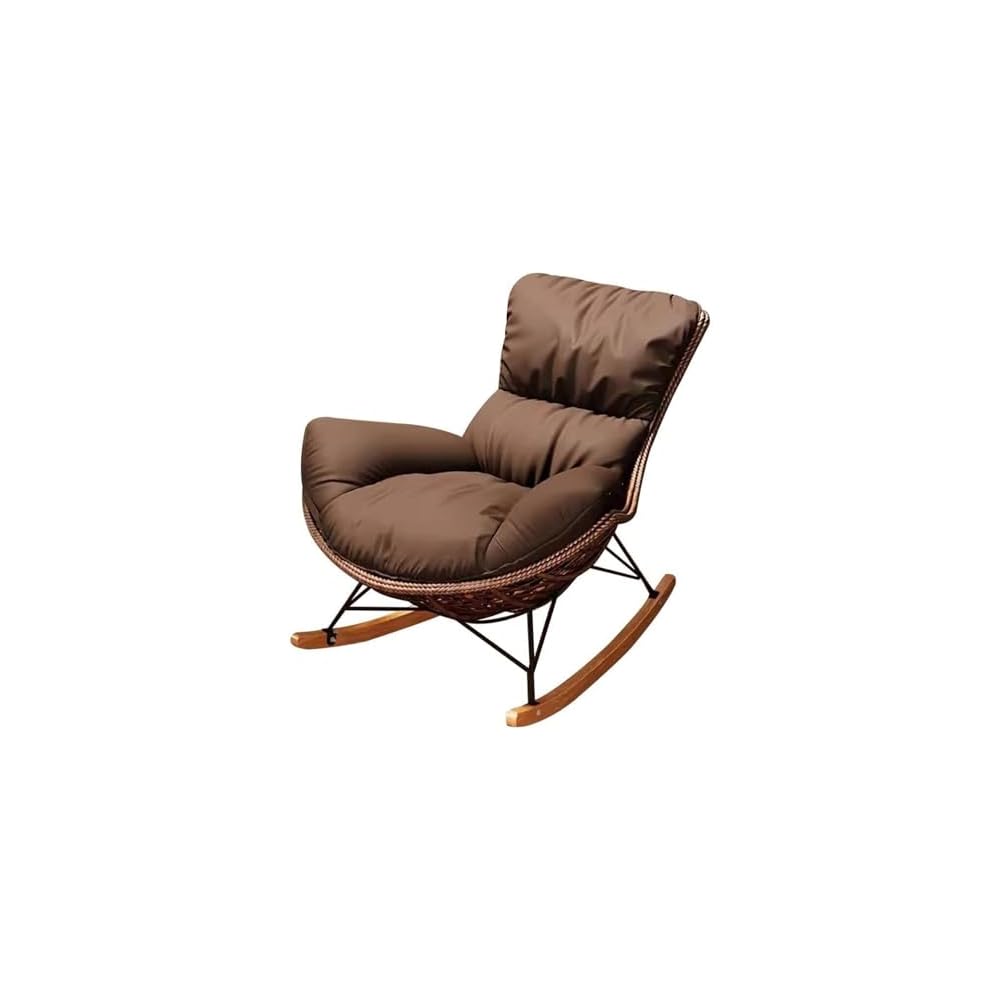 Reclining Rocking Chair Modular Single Sofa PE Rattan Relax Armchair for Balcony Living Room Patio Office Stylish Gray Comfort Furniture