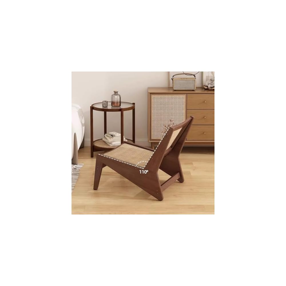 Brown Rattan Reading Chair - Comfortable Accent Floor Chair for Living Room, Apartment, Multi-Purpose Leisure Seating, Stylish Back Support, Perfect for Relaxing