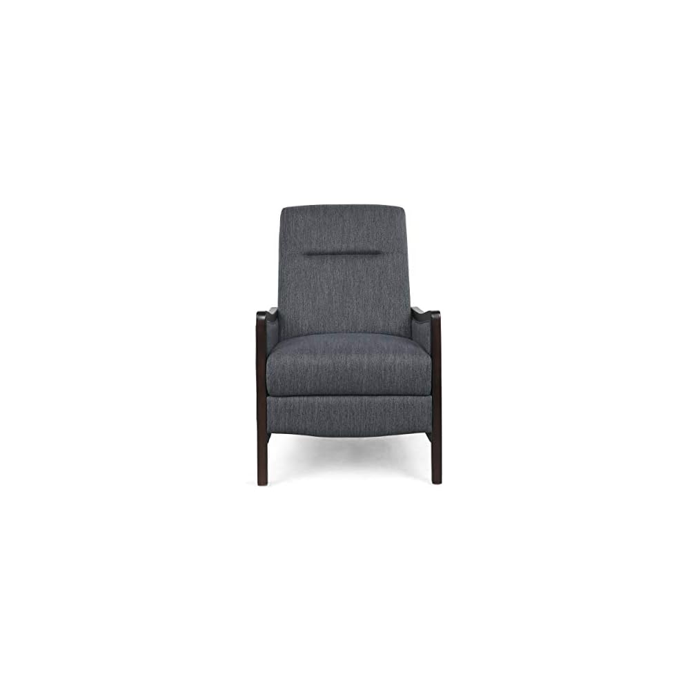 Veatch Pushback Recliner - Navy Blue/Dark Walnut