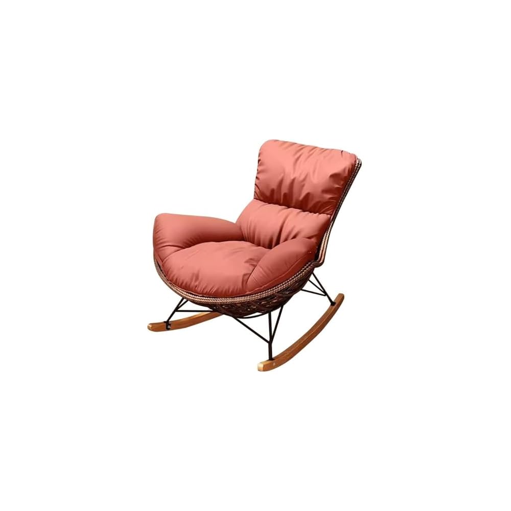 Reclining Rocking Chair Modular Single Sofa PE Rattan Relax Armchair for Balcony Living Room Patio Office Stylish Gray Comfort Furniture