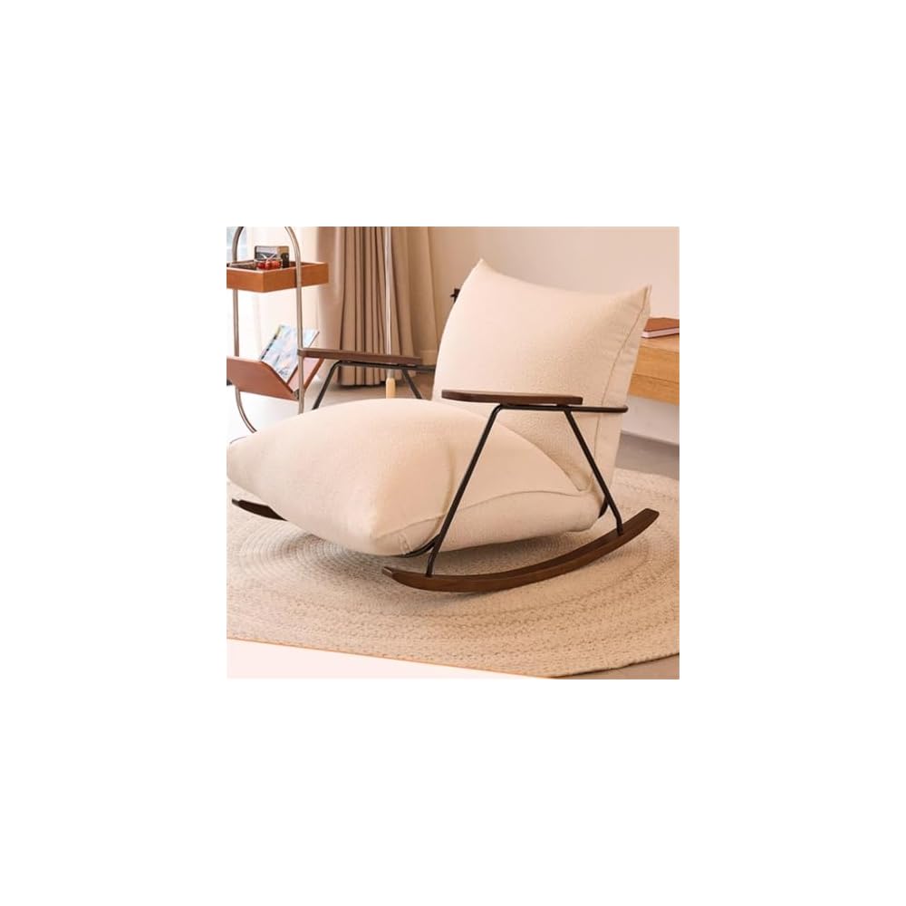 Cream Wind Rocking Chair Household Single Retro Sofa Living Room Balcony White Fat Lazy Leisure Lounge Chair
