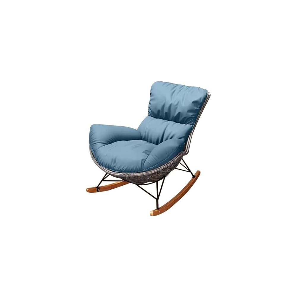 Reclining Rocking Chair Modular Single Sofa PE Rattan Relax Armchair for Balcony Living Room Patio Office Stylish Gray Comfort Furniture