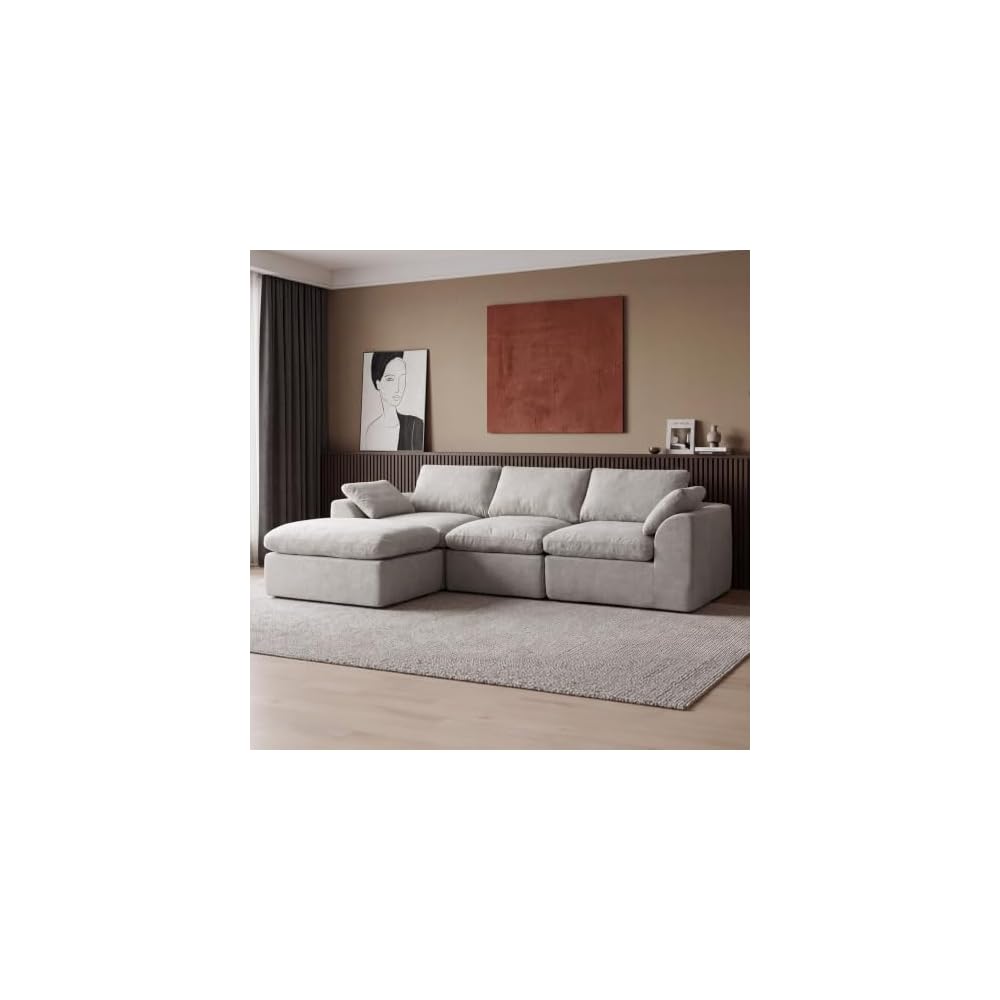 108" Cloud Couch Sectional, Boneless Modular Sofa for Living Room