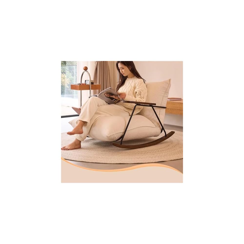 Cream Wind Rocking Chair Household Single Retro Sofa Living Room Balcony White Fat Lazy Leisure Lounge Chair