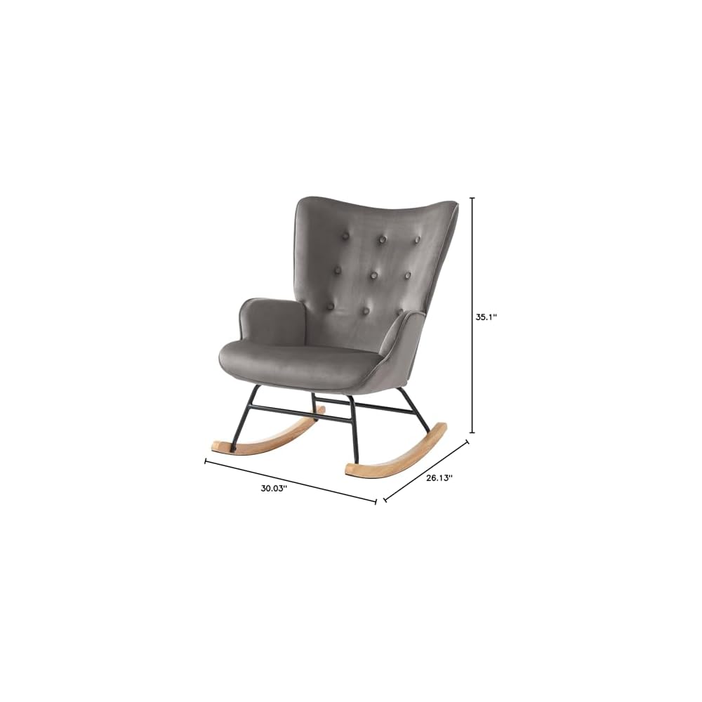 BAÏTA Suzie Rocking Chair in Grey Velvet