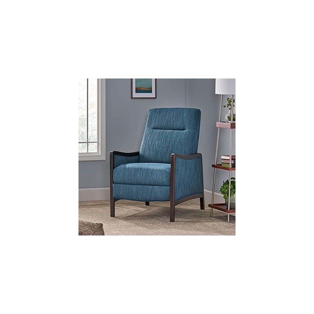 Veatch Pushback Recliner - Navy Blue/Dark Walnut