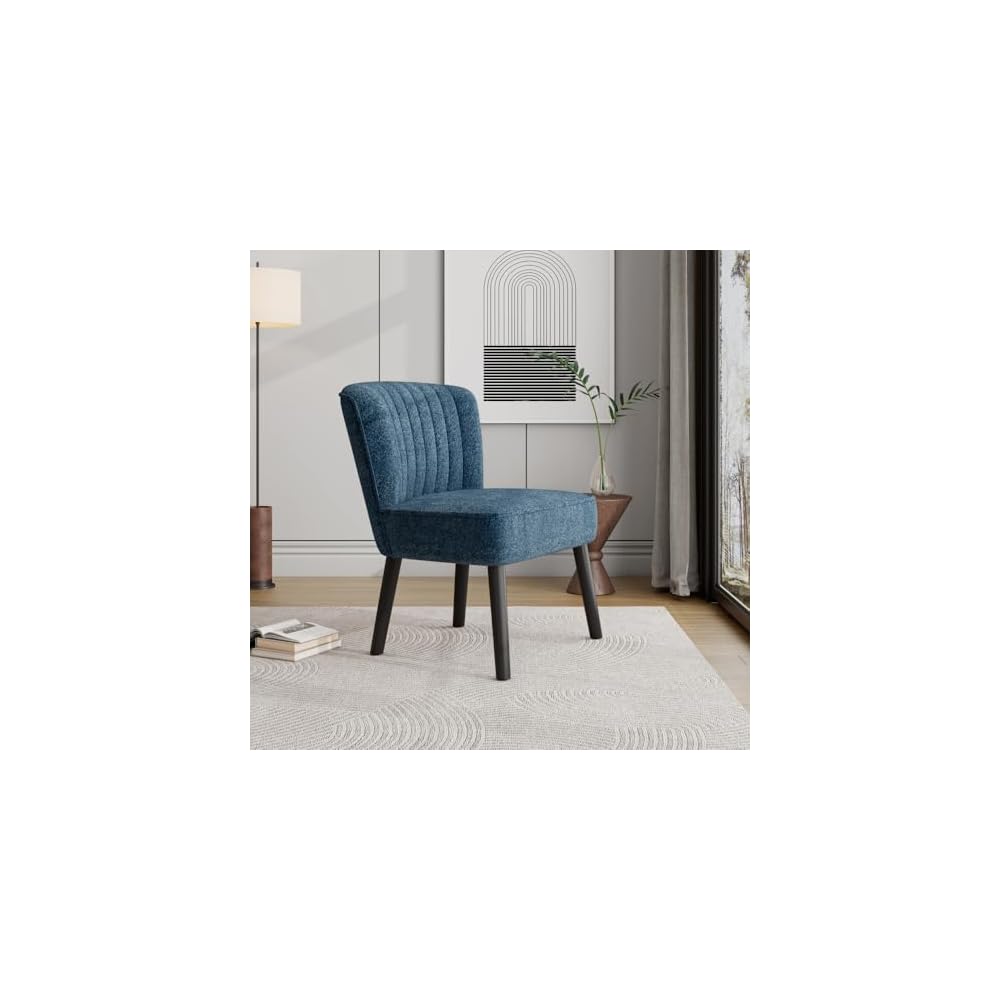 Navy Blue Shellback Accent Chair, Upholstered Side Chair for Living Room Bedroom Home Furniture Decor