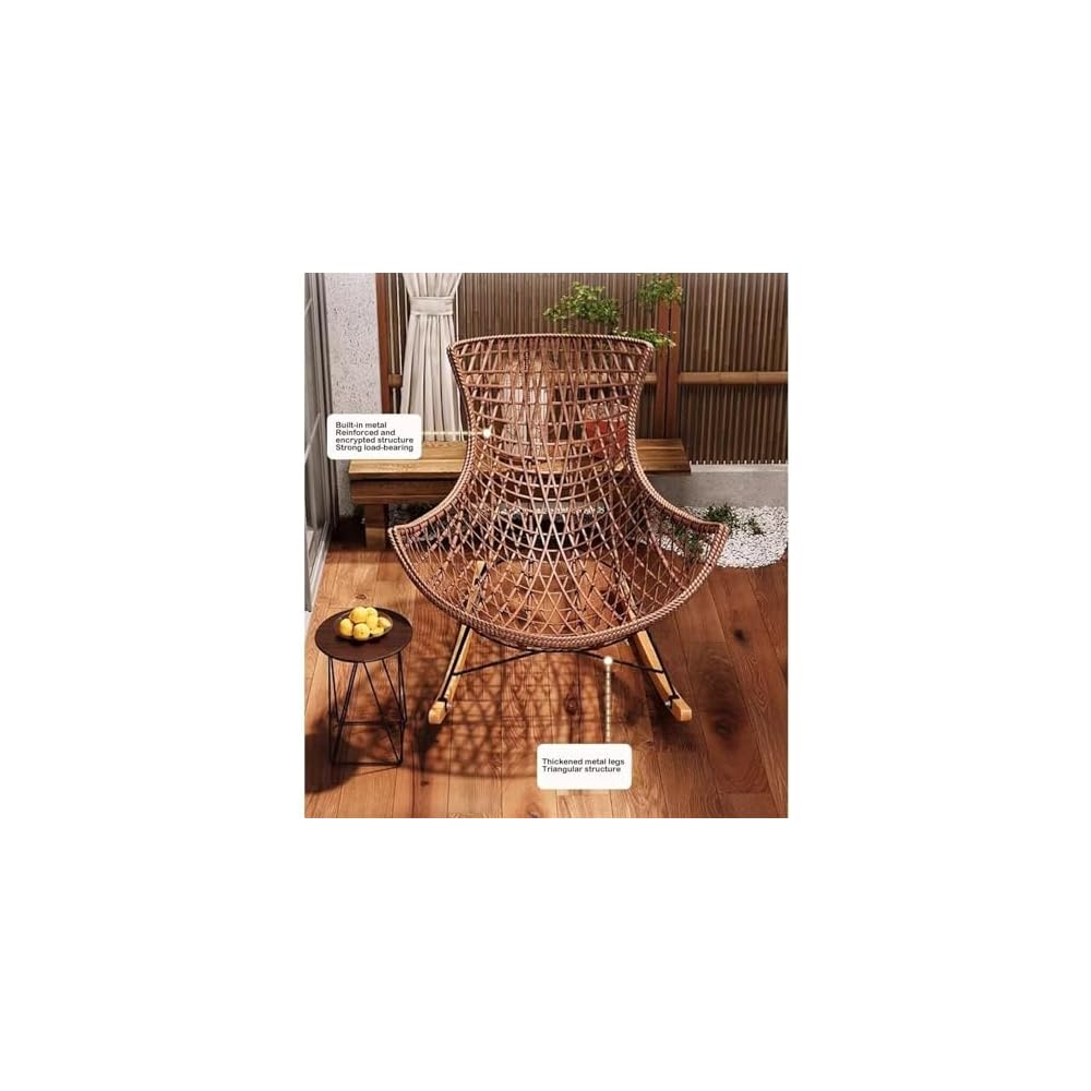 Reclining Rocking Chair Modular Single Sofa PE Rattan Relax Armchair for Balcony Living Room Patio Office Stylish Gray Comfort Furniture