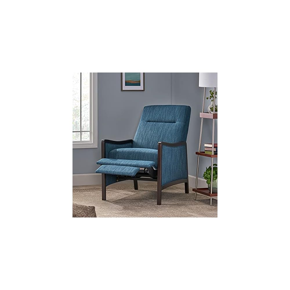 Veatch Pushback Recliner - Navy Blue/Dark Walnut
