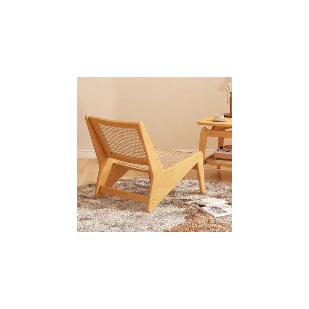 Brown Rattan Reading Chair - Comfortable Accent Floor Chair for Living Room, Apartment, Multi-Purpose Leisure Seating, Stylish Back Support, Perfect for Relaxing
