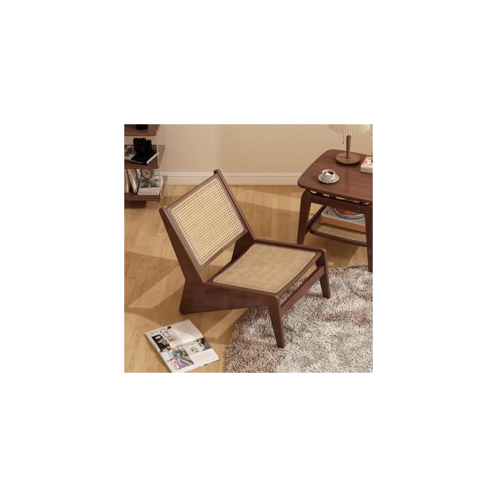 Brown Rattan Reading Chair - Comfortable Accent Floor Chair for Living Room, Apartment, Multi-Purpose Leisure Seating, Stylish Back Support, Perfect for Relaxing