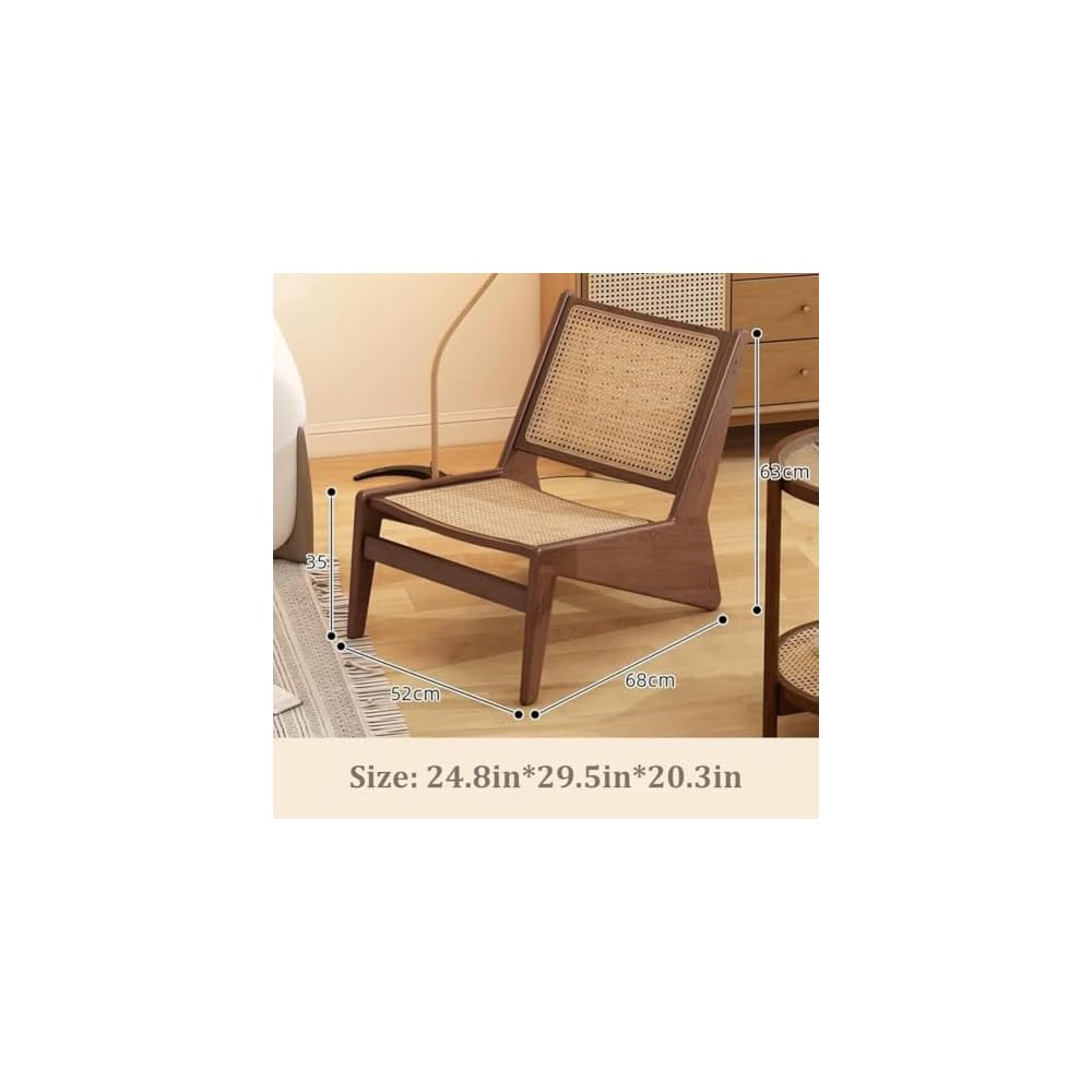 Brown Rattan Reading Chair - Comfortable Accent Floor Chair for Living Room, Apartment, Multi-Purpose Leisure Seating, Stylish Back Support, Perfect for Relaxing