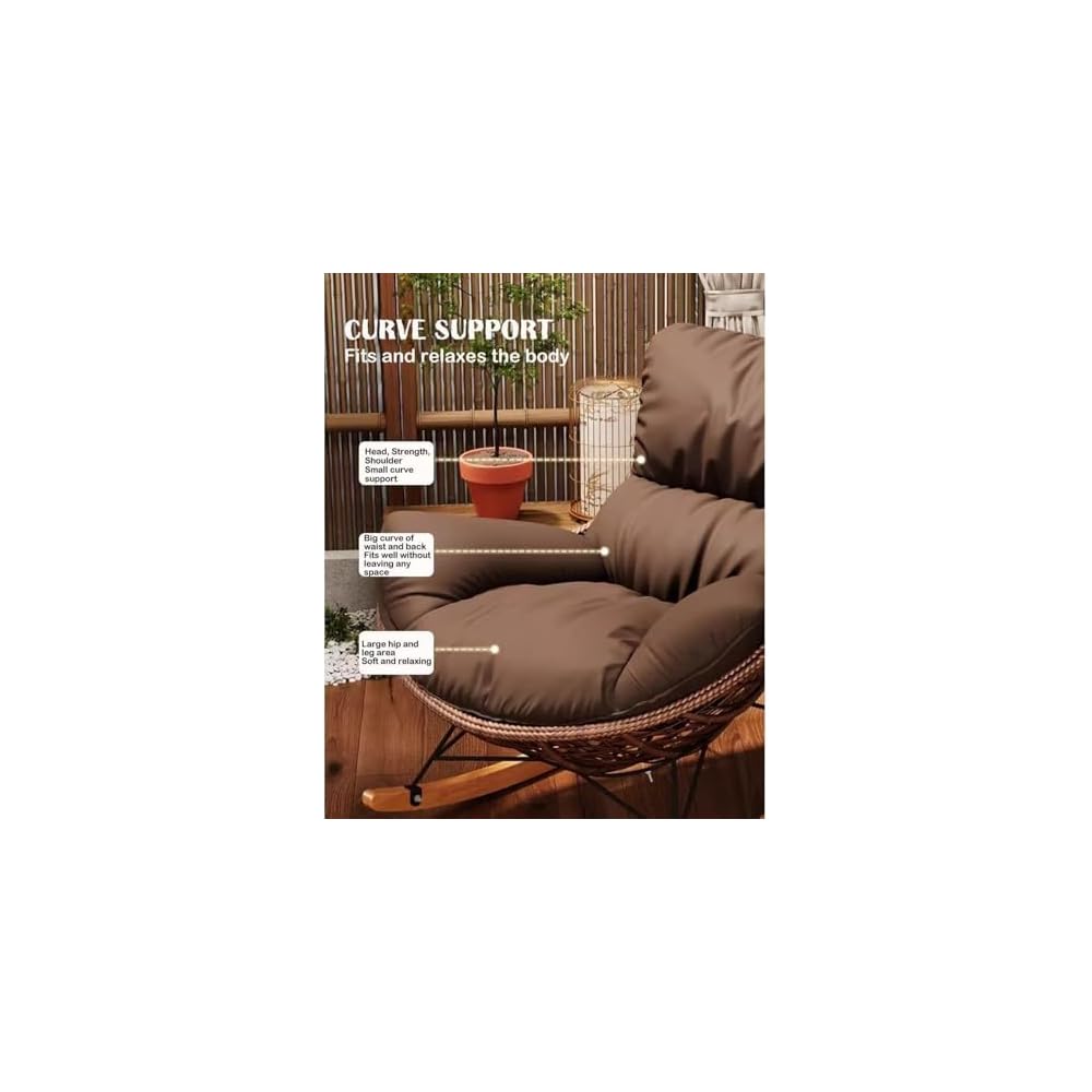 Reclining Rocking Chair Modular Single Sofa PE Rattan Relax Armchair for Balcony Living Room Patio Office Stylish Gray Comfort Furniture
