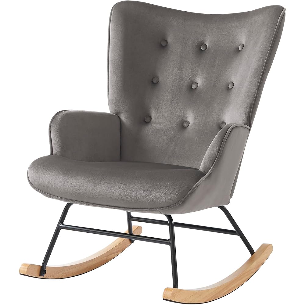 BAÏTA Suzie Rocking Chair in Grey Velvet